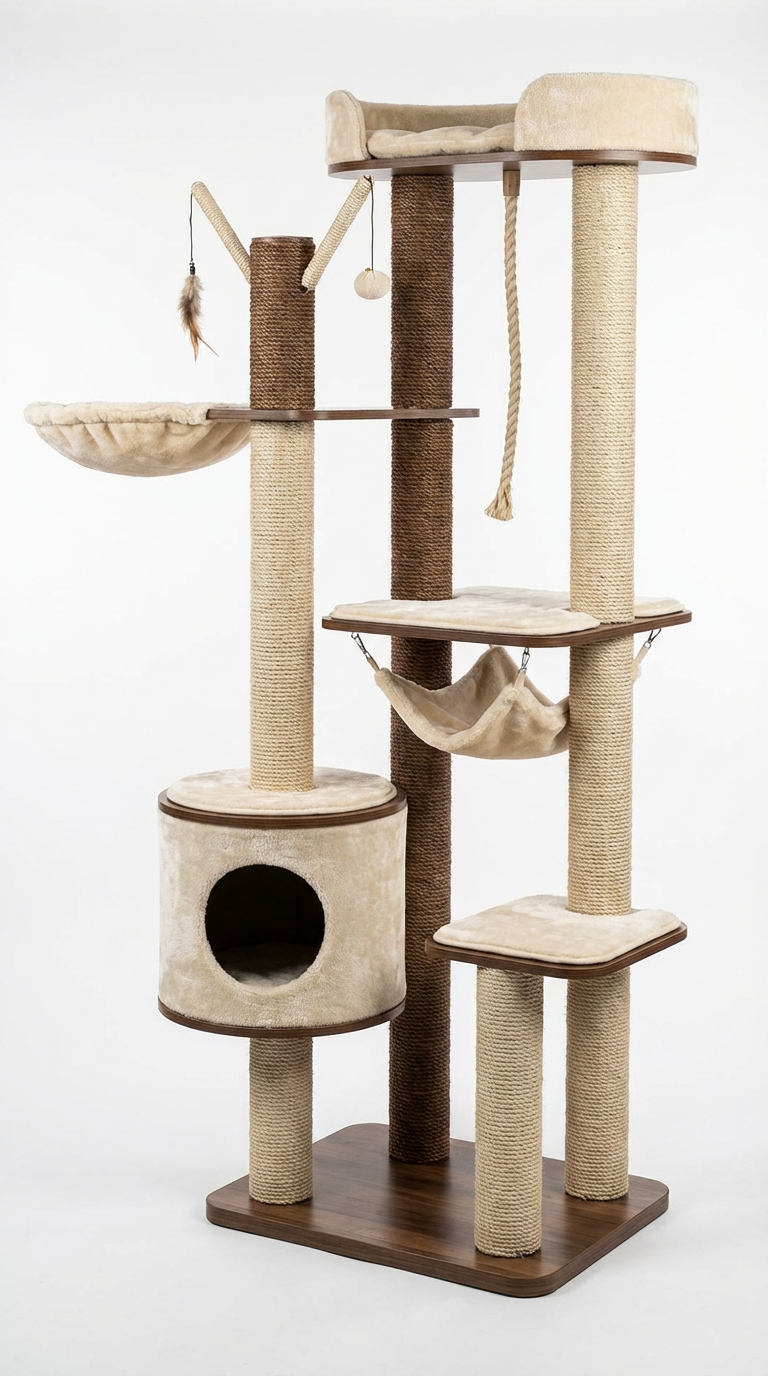 Kratzbaum Deluxe Premium | 150cm mit Aussichtsplattform